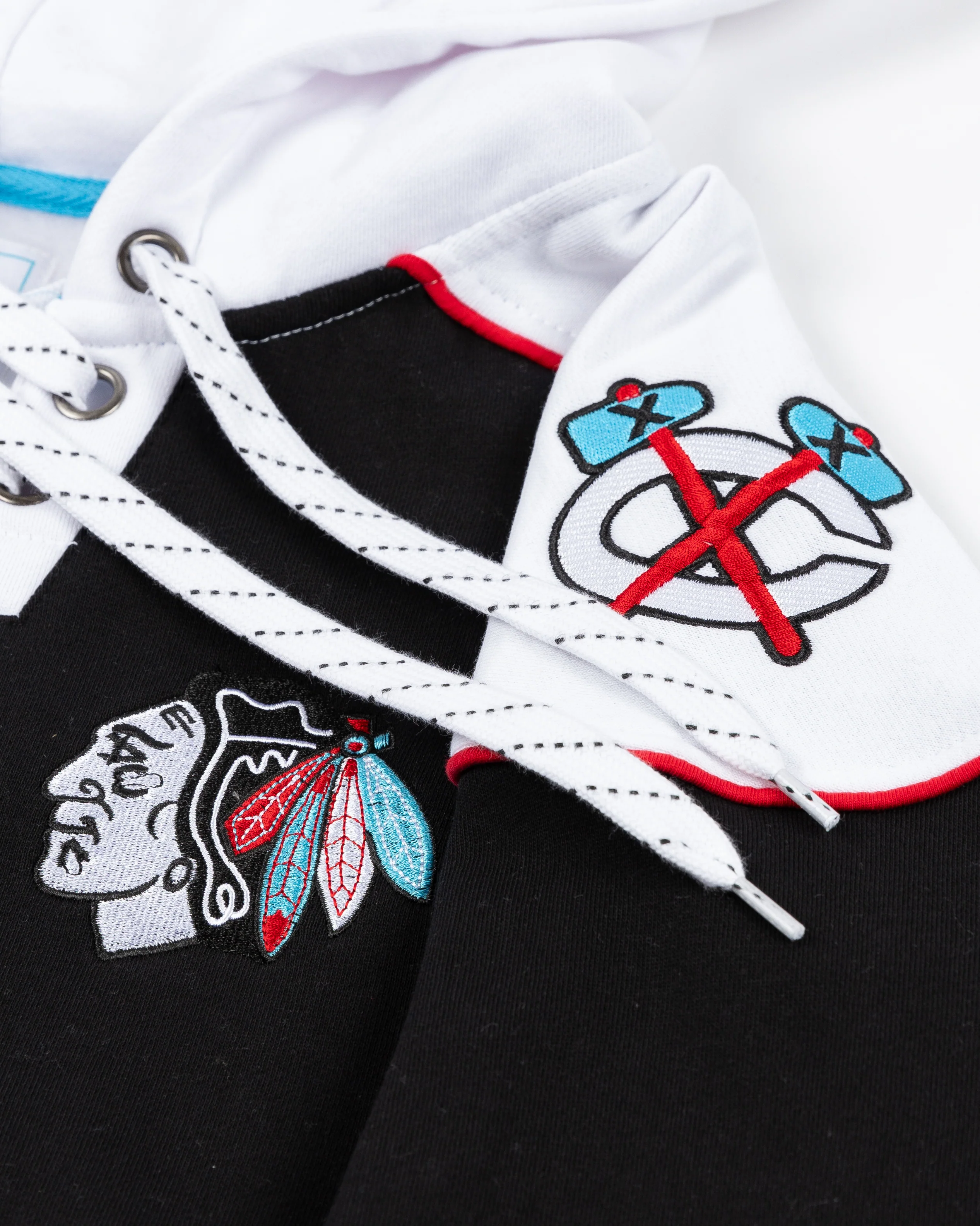 Four Stars Chicago Blackhawks Stipe Lace Up Jersey Hoodie - Image 5