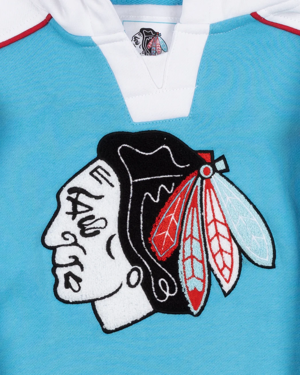 Youth Four Stars Chicago Blackhawks Primary Stripe Lace Up Jersey Hoodie - Image 4